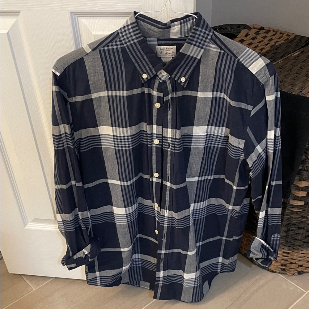 J. Crew Navy and White Checkered Shirt. Worn only a few times. Men’s Medium